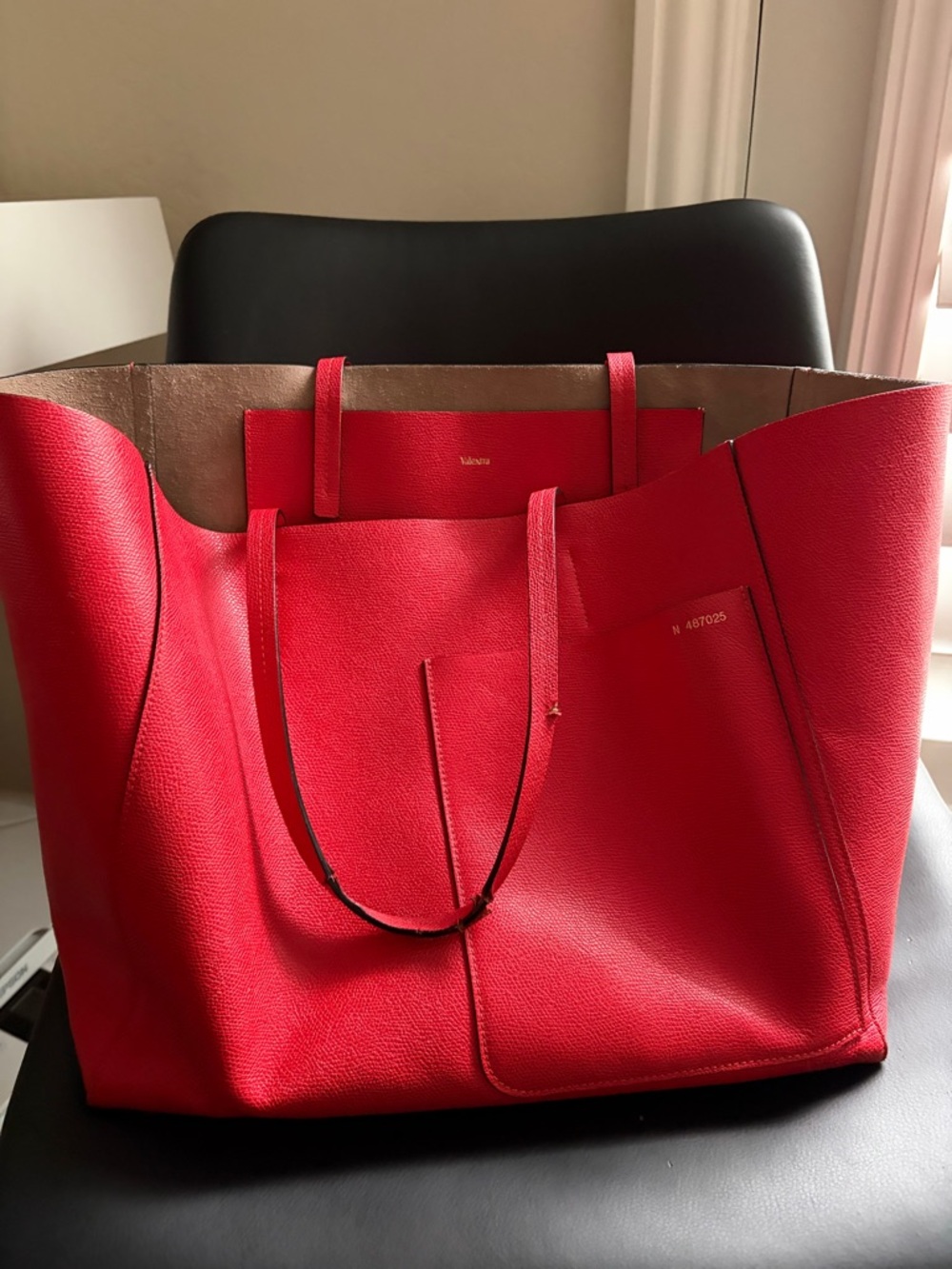 Valextra Vibrant Red Leather Tote